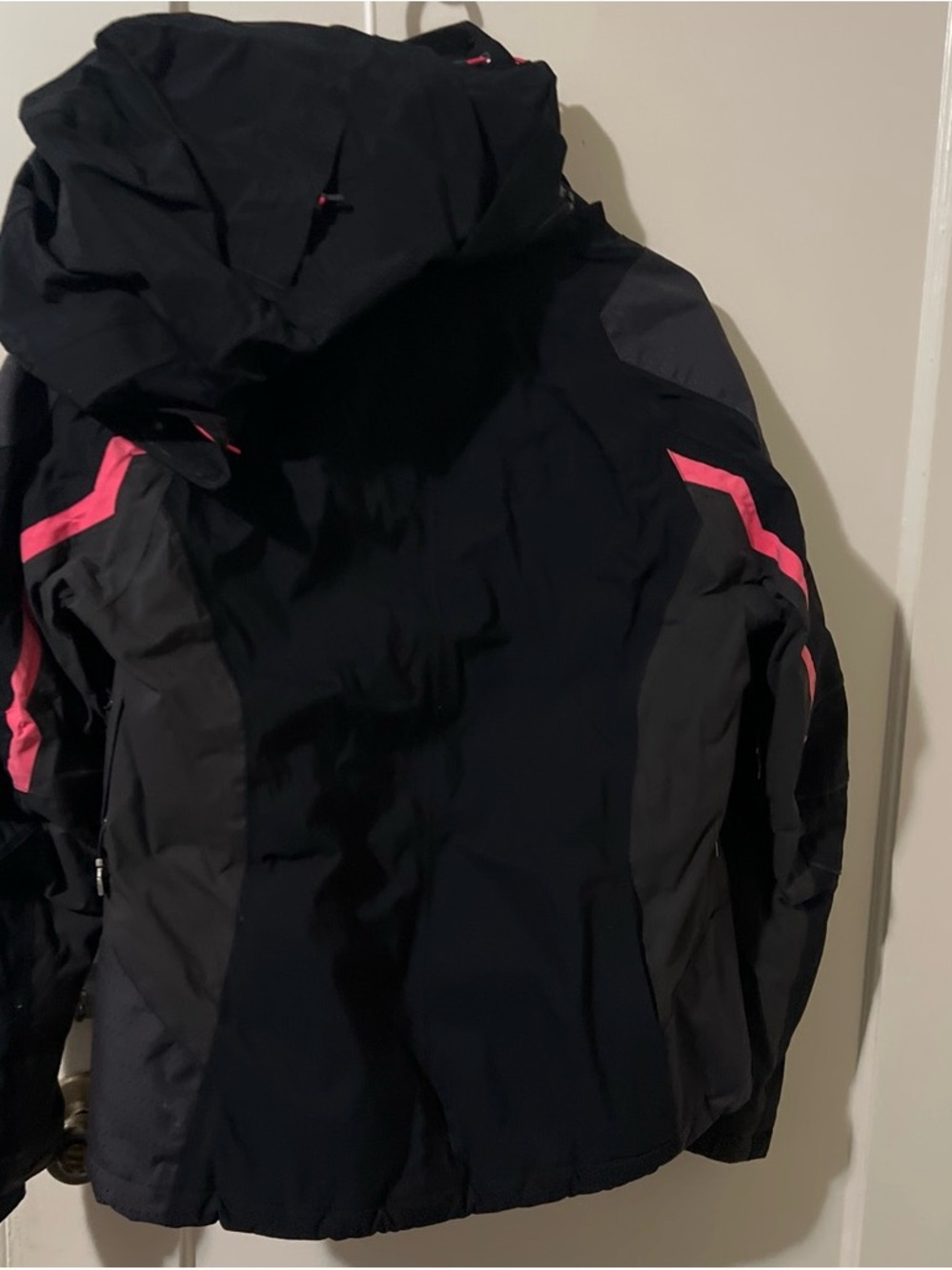 Helly Hansen Black Ski Jacket/ Moto Jacket with Pink Accents